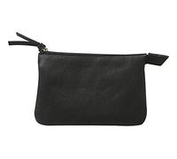 Clairefontaine 410003C - Petite Trousse, Pochette 2 compartiments 13x9 cm en Véritable Cuir d'Agneau, Noir