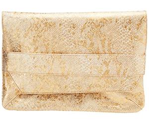 Clairefontaine 410012C - Sac à main Pochette en Véritable Cuir d'Agneau Irisé, Céleste Doré