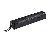 Clairefontaine 410019C - Petite Trousse Slim Céleste 19,5x2,5x4 cm en Véritable Cuir d'Agneau, Bleu Effet miroir craquelé