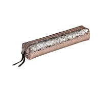 Clairefontaine 410024C - Petite Trousse Slim Céleste 19,5x2,5x4 cm en Véritable Cuir d'Agneau, Miroir craquelé rose
