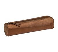 Clairefontaine 410033C Trousse Ronde en Cuir Effet textile Bronze Ø5,5x22cm