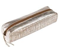 Clairefontaine 410041C Trousse en Cuir Effet textile Argentée 21x6x4 cm
