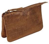 Clairefontaine 410045C - Porte-Monnaie, trousse 2 Compartiments en Véritable Cuir d'Agneau Kleo-Pathra 13x9 cm, Bronze