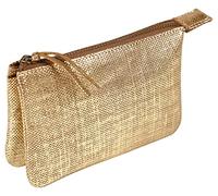 Clairefontaine 410046C - Porte-Monnaie, trousse 2 Compartiments en Véritable Cuir d'Agneau Kleo-Pathra 13x9 cm, Or