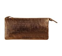 Clairefontaine 410048C - Grande Trousse 2 Compartiments Kleo-Pathra en Véritable Cuir d'Agneau 22x11cm, Bronze