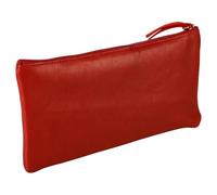 Clairefontaine 410068C - Trousse Scolaire Plate en Cuir Rouge 22x11 cm en Véritable Cuir d'Agneau