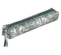 Clairefontaine 410097C Petite Trousse en Cuir Vert/Argent 19,5x2,5x4cm