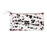 Clairefontaine 410113C - Trousse Scolaire Plate Tâches d'encre de Couleur Cerise 22x11 cm en Véritable Cuir d'Agneau