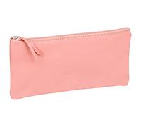 Clairefontaine 410147C - Trousse Scolaire Plate Corail 22x11 cm en Véritable Cuir d'Agneau
