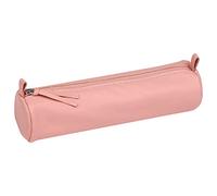 Clairefontaine 410150C - Trousse Scolaire Ronde Corail Ø5,5x22 cm en Véritable Cuir d'Agneau