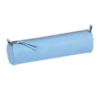 Clairefontaine 410159C - Trousse Scolaire Ronde Bleu ciel Ø5,5x22 cm en Véritable Cuir d'Agneau