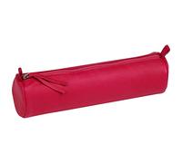 Clairefontaine 410162C - Trousse Scolaire Ronde Framboise Ø5,5x22 cm en Véritable Cuir d'Agneau