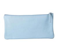 Clairefontaine 410165C - Trousse Scolaire Plate Bleu ciel 22x11 cm en Véritable Cuir d'Agneau - Fourniture Scolaire - Trousse Crayons de Couleurs - Etui à Crayons - Porte-Plume