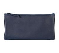 Clairefontaine Trousse scolaire 410167C plate 22x11 cm véritable cuir d'agneau bleu foncé