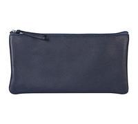 Clairefontaine 410167C - Trousse Scolaire Plate Bleu foncé 22x11 cm en Véritable Cuir d'Agneau