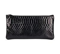 Clairefontaine 410181C Trousse Plate en Cuir façon Python Noir 22x11 cm