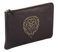 Clairefontaine 410186C - Grande Pochette Universelle en Véritable Cuir 27x19 cm, décor Lion
