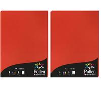 Clairefontaine 44267C - Étui de 50 Feuilles - Format A4 (21x29,7cm) - 120g/m² - Coloris Rouge Corail - Papier d'Invitation Evènements et Correspondance - Gamme Pollen - Papier Premium Lisse (Lot de 2)