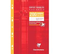 Clairefontaine 4711C Un Étui de Copies Doubles Perforées - A4 21x29,7 cm - 200 Pages Grands Carreaux - Papier Blanc 90 g - Étui Réutilisable