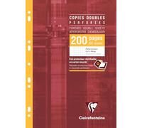Clairefontaine 47122C Copies doubles perforées A4 200 p. petits carreaux 5x5 marge 90 g