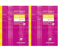 Clairefontaine 4712C Un Étui de Copies Doubles Perforées - A4 21x29,7 cm - 200 Pages Petits Carreaux - Papier Blanc 90 g - Étui Réutilisable (Lot de 2)