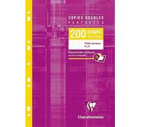 Clairefontaine 4712C Un Étui de Copies Doubles Perforées - A4 21x29,7 cm - 200 Pages Petits Carreaux - Papier Blanc 90 g - Étui Réutilisable
