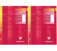 Clairefontaine 4715C Un Étui de Copies doubles Perforées - A4 21x29,7 cm - 200 Pages Lignées avec Marge - Papier Blanc 90 g - Étui Réutilisable (Lot de 2)