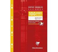 Clairefontaine 4721C Un Étui de Copies Doubles Perforées - A4 21x29,7 cm - 100 Pages Grands Carreaux - Papier Blanc 90 g - Étui Réutilisable