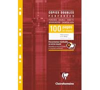 Clairefontaine 47222C Un Étui de Copies Doubles Perforées - A4 21x29,7 cm - 100 Pages Petits Carreaux avec Marge - Papier Blanc 90 g - Étui Réutilisable