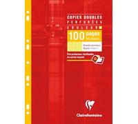 Clairefontaine 4747C Un Étui de Copies Doubles Perforées Jaunes - A4 21x29,7 cm - 100 Pages Grands Carreaux - Papier Blanc 90 g - Étui Réutilisable