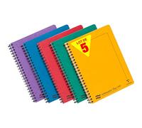 Clairefontaine 482/1124Z - Lot de 5 Cahiers à Spirale Notemakers Europa - A4+ 22,5x29,7cm - 240 Pages Détachables Lignées avec Marge Perforées 4 Trous - Couvertures Carte Lustrée - Couleurs Aléatoires