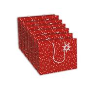 Eurowrap X-32814-6Cpack - Un Lot de 6 Sacs Cadeaux Kraft blanc- Format Shopping - 37,3x11,8x27,5 cm - 210g - Motif : Etoiles blanches fond rouge Noël - Idéal pour : Jeux Société, Puzzles