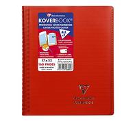 Clairefontaine 556804C Un Cahier à Spirale Koverbook Rouge - 17x22 cm - 160 Pages Lignées avec Marge - Papier Blanc 90 g - Couverture Polypro