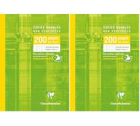 Clairefontaine 5721C Un Étui de Copies Doubles non Perforées - A4 21x29,7 cm - 200 Pages Grands Carreaux - Papier Blanc 90 g - Étui Réutilisable (Lot de 2)