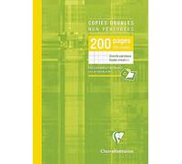 Clairefontaine 5721C Un Étui de Copies Doubles non Perforées - A4 21x29,7 cm - 200 Pages Grands Carreaux - Papier Blanc 90 g - Étui Réutilisable