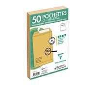 Clairefontaine 5742C - Paquet de 50 Pochettes Kraft Milleraies Brun C5-162x229 mm - Auto-Adhésives - 90g/m²