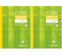 Clairefontaine 5751C Un Étui de Copies Doubles non Perforées - A4 21x29,7 cm - 100 Pages Grands Carreaux - Papier Blanc 90 g - Étui Réutilisable (Lot de 2)
