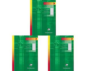 Clairefontaine 5752C Un Étui de Copies Doubles non Perforées - A4 21x29,7 cm - 100 Pages Petits Carreaux - Papier Blanc 90 g - Étui Réutilisable (Lot de 3)