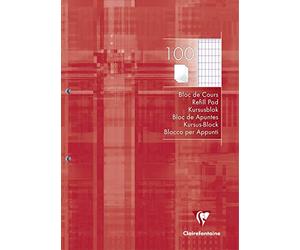 Clairefontaine 5813C - Bloc Cours Encollé Tangerine A4 200p Quadrillé 4/8