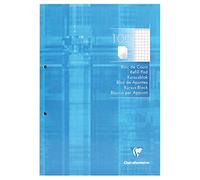 Clairefontaine Bloc de cours 5815C A4 200p petits carreaux 5x5 marge 90 g perforé 2 trous bleu-ciel