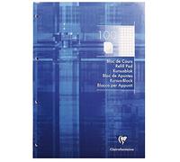 Clairefontaine Bloc de cours 5816C A4 21x29,7 cm Encollé perforé Bleu 200 pages Petits carreaux 90 g