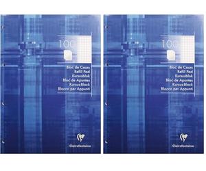 Clairefontaine 5816C Bloc de Cours Encollé Perforé Bleu Électrique- A4 21x29,7 cm - 200 Pages Petits Carreaux - Papier Blanc 90 g - Couverture Carte Pelliculée (Lot de 2)