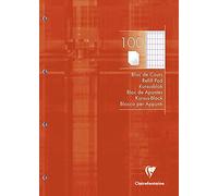 Clairefontaine 5817C Bloc de Cours Encollé Perforé Tangerine - A4 21x29,7 cm - 200 Pages Quadrillées 4x8 mm avec Marge - Papier Blanc 90 g - Couverture Carte Pelliculée