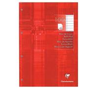 Clairefontaine Bloc de cours 5818C encollé perforé A4 200 pages lignées 90 g Rouge framboise