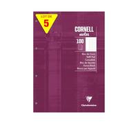 Clairefontaine 58196Cpack Lot de 5 Blocs de Cours "CORNELL notes" Encollé Perforé Prune - A4 21x29,7 cm - 200 Pages Petits Carreaux - Papier Blanc 90 g - Couverture Carte Pelliculée
