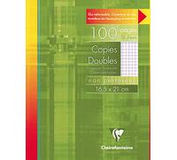 Clairefontaine 582C Un Étui de Copies Doubles non Perforées - 16,5x21 cm - 100 Pages Petits Carreaux avec Marge - Papier Blanc 90 g - Étui Réutilisable