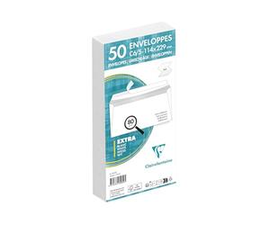 Clairefontaine 5959C - Paquet de 50 Enveloppes Blanches C6/5-114x229mm - Auto-Adhésives - 80g/m²