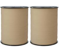 Clairefontaine 601549C - Une bobine de Ruban Bolduc Mat - 250mx10mm - Couleur Kraft - Ruban décoratif cadeau, DIY, Emballage Cadeau (Lot de 2)