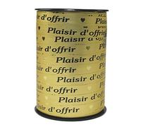 Clairefontaine 602175C - Une bobine de Ruban Bolduc Plaisir d'offrir - 225 m x 10 mm - Or - Ruban décoratif cadeau, DIY, Emballage Cadeau