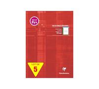 Clairefontaine 6128Cpack Lot de 5 Blocs Rouge Encollé - A4 21x29,7 cm - 100 Pages détach. Réglure 4 couleurs Spéciale Dys Interligne 2mm - Papier Blanc 90 g - Couverture Carte Pelliculée